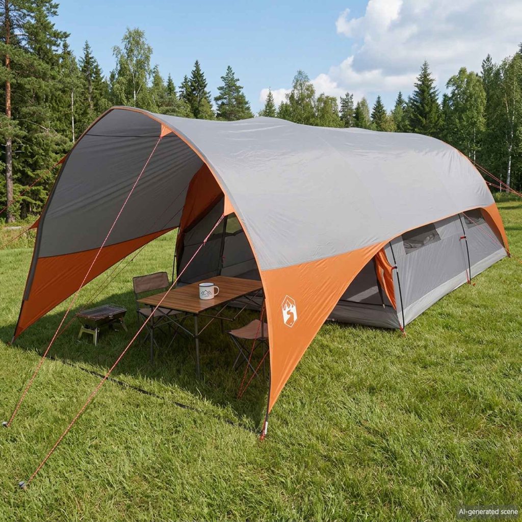 10 hengelle Harmaa ja oranssi 185T Polyesteri PU-pinnoitteella
