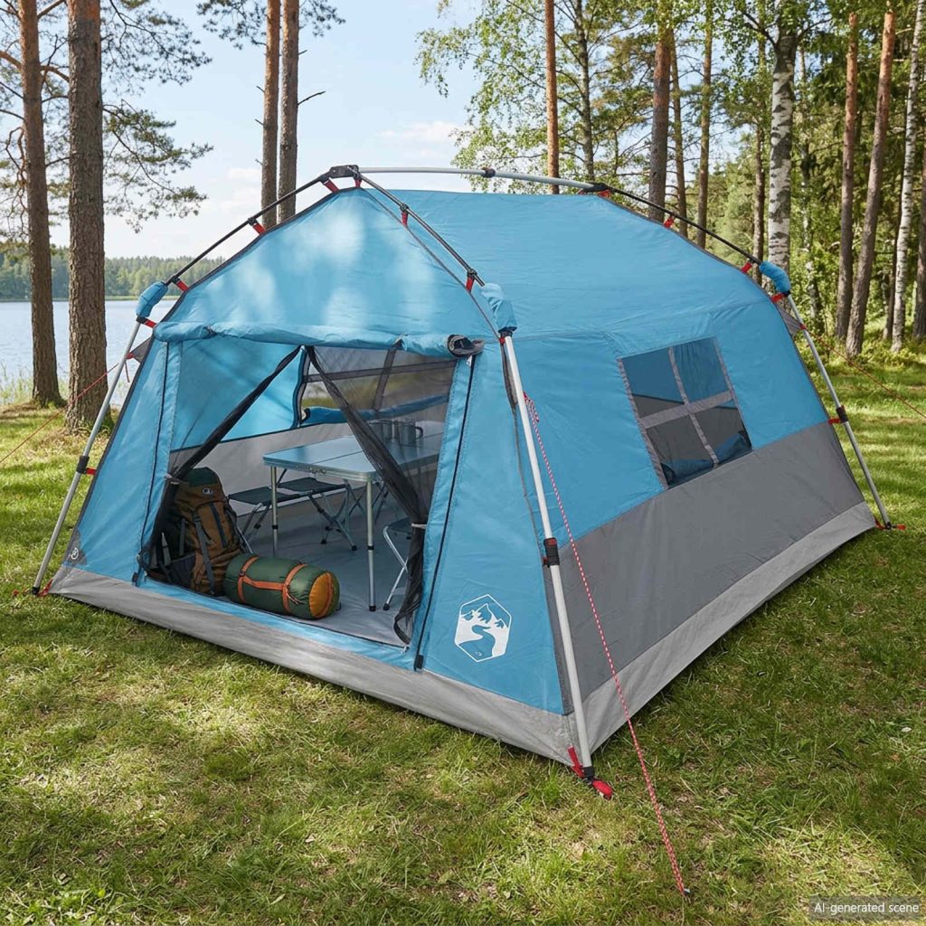 Heti pystytettävä vedenkestävä teltta 4 hengelle Sininen