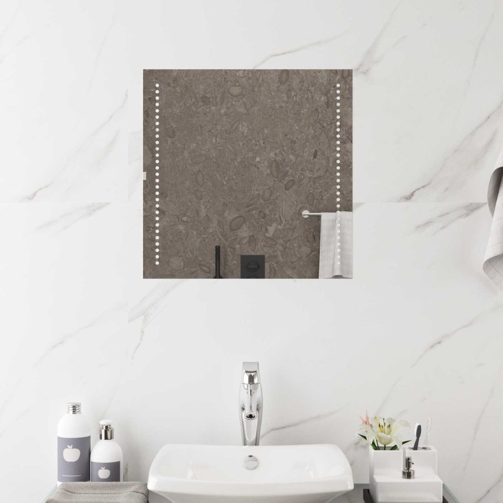 LED kylpyhuonemirror Läpinäkyvä 50 x 50 cm karkaistu lasi