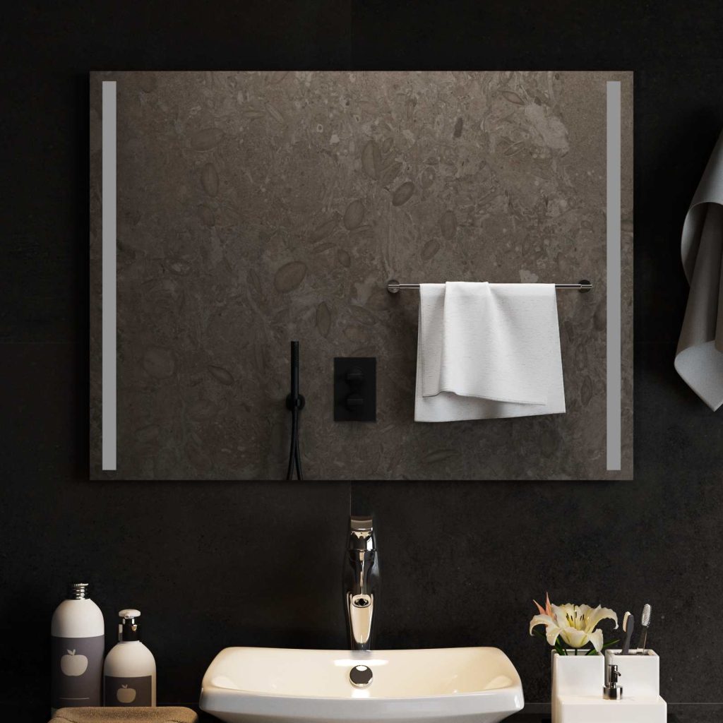 LED kylpyhuonemirror Läpinäkyvä 80 x 60 cm karkaistu lasi