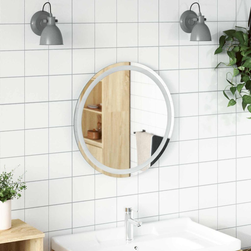 LED kylpyhuonemirror peilillä Läpinäkyvä Ø 60 cm karkaistu lasi