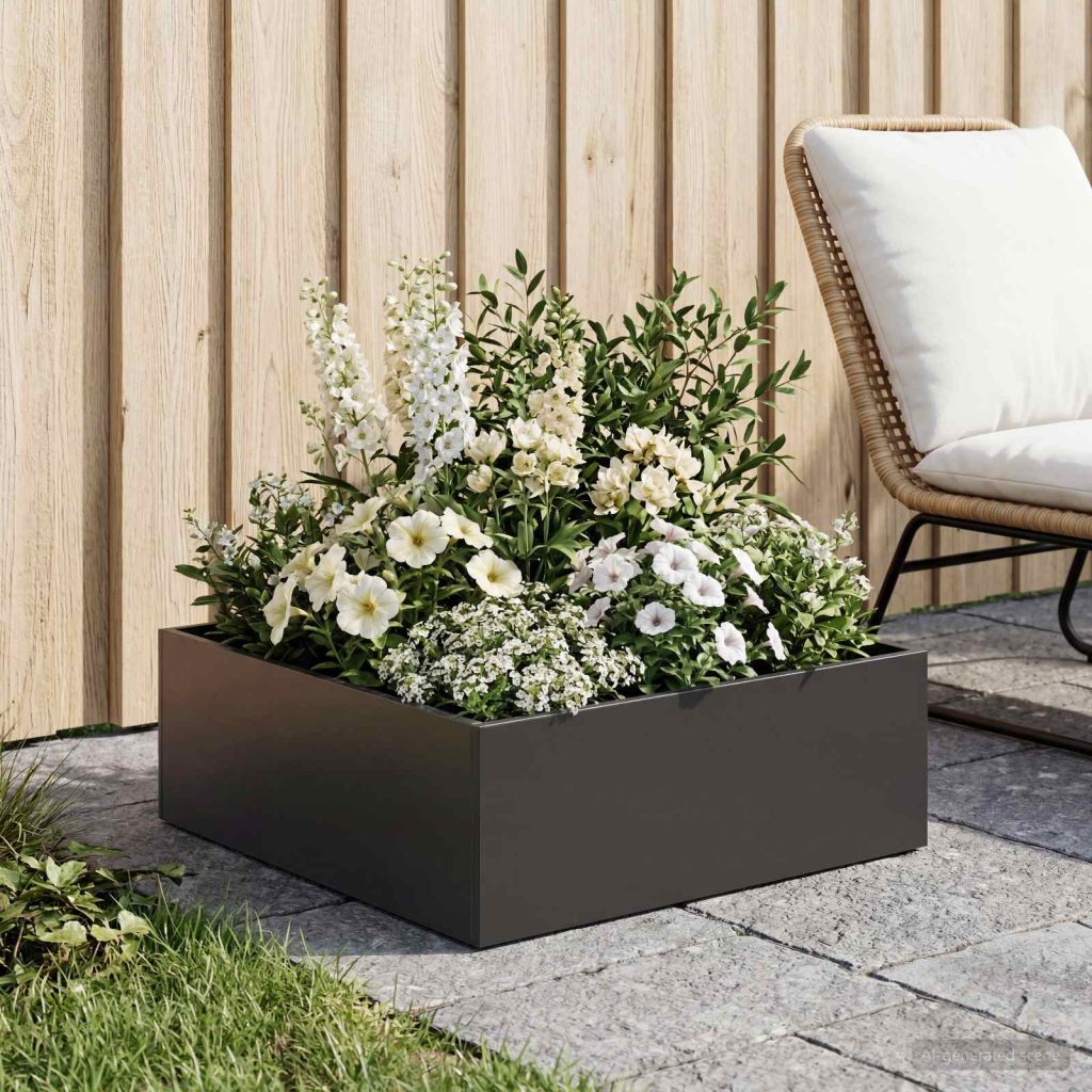 Puutarha ruukku Musta 60 x 60 x 20 cm Kylmävalssattu teräs