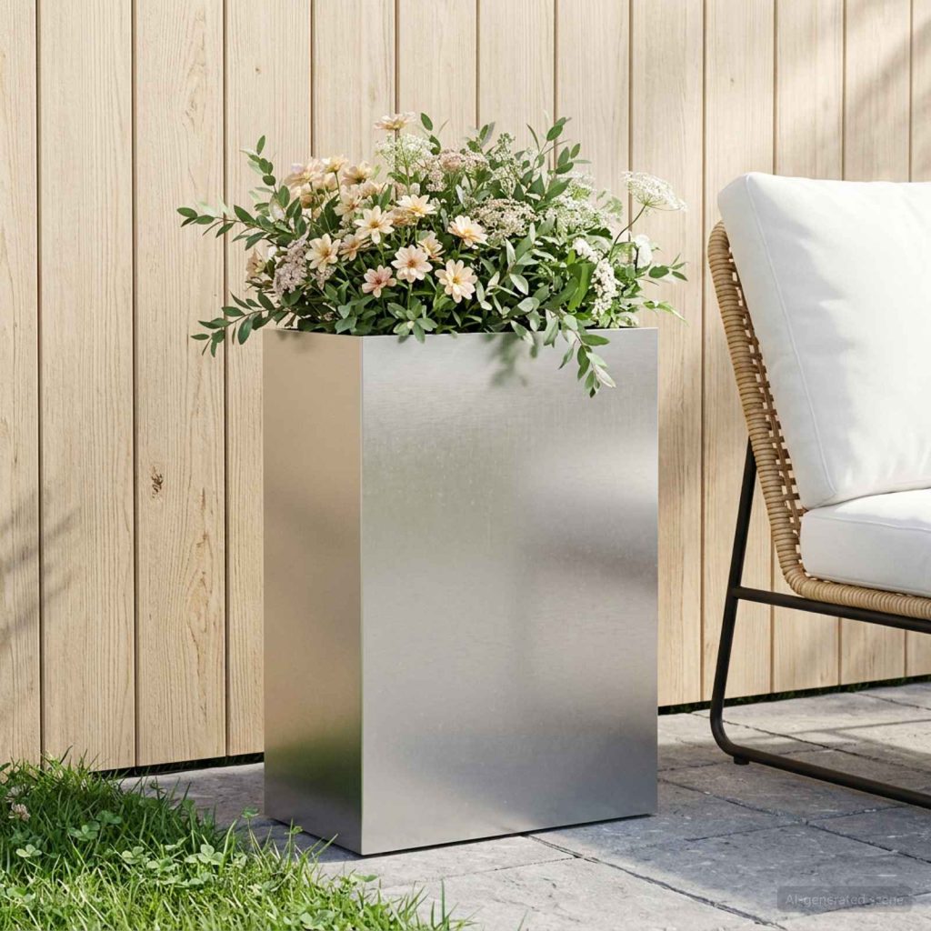Puutarha ruukku Hopea 50 x 30 x 75 cm Ruostumaton teräs
