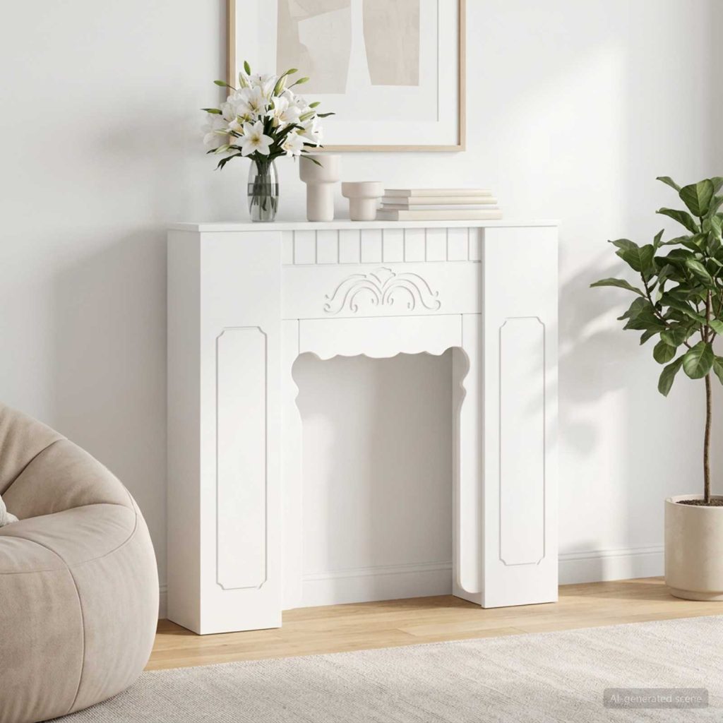 Takan kehys valkoinen 93 x 20 x 89 cm Tekninen puu