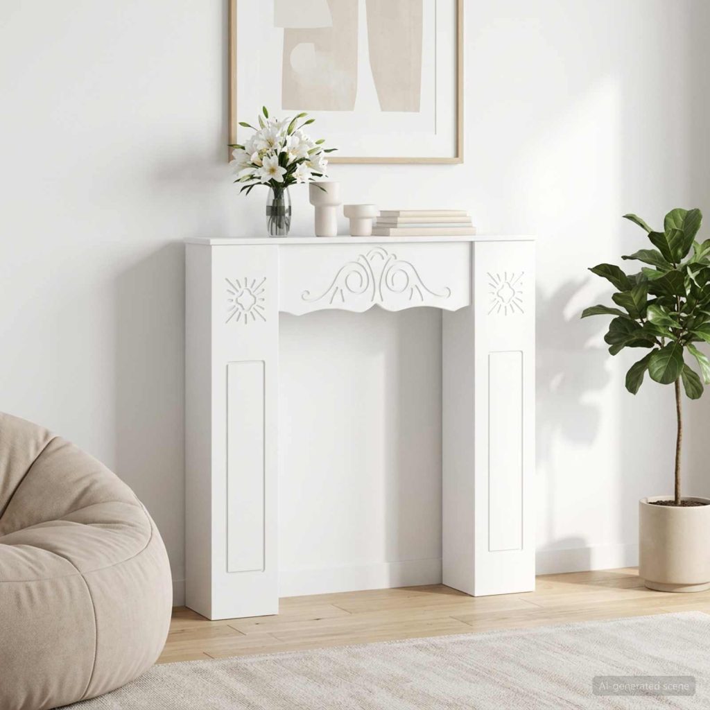 Takan kehys valkoinen 102 x 20 x 102 cm Tekninen puu