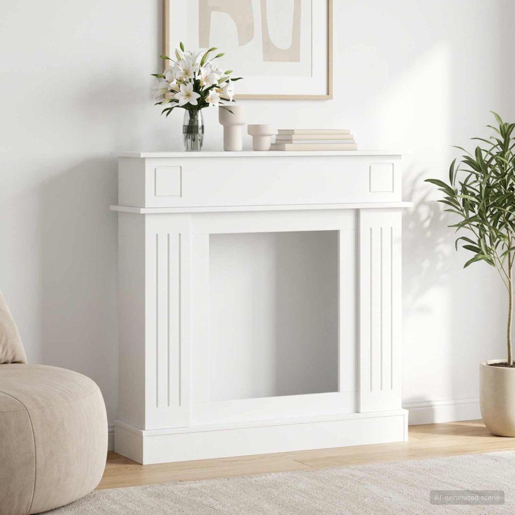 Takan kehys valkoinen 102 x 26 x 100 cm Tekninen puu