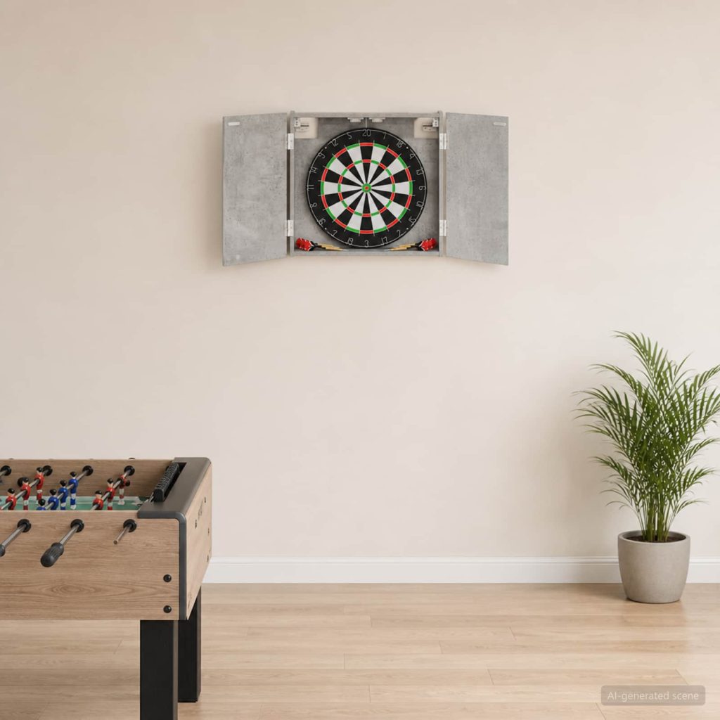 Dartboard-kaappi Betoninharmaa 56 x 12 x 53,5 cm Tekninen puu
