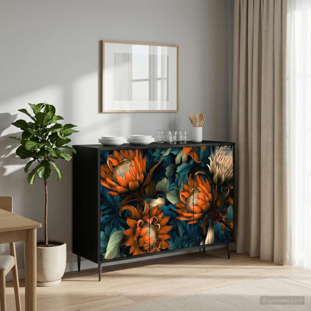 Sivupöytä LOCHEM Musta tammi 102 x 33 x 76 cm Tekninen puu