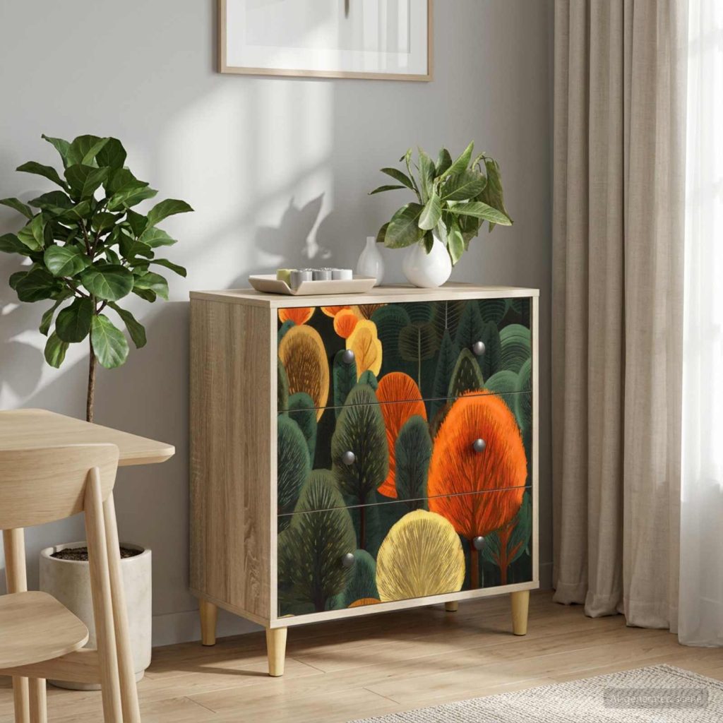Laukkaava ZAANDAM Metsäkuvio 66 x 36,5 x 75 cm Tekninen puu