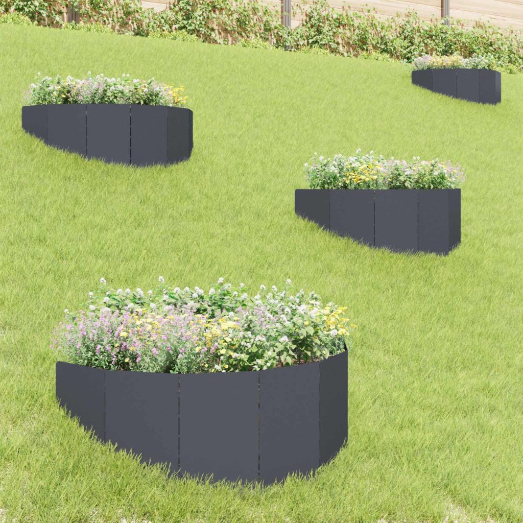 Nurmireunus 4 kpl 100 x 45 cm Teräs Antrasiitti