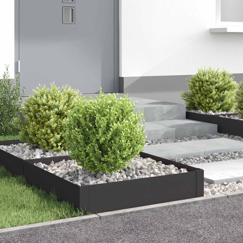 Nurmireunus 4 pcs 60 x 60 x 20 cm Teräs Musta