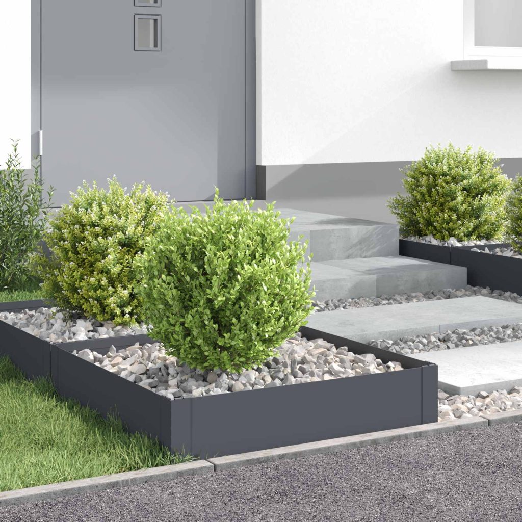 Nurmireunus 4 kpl 60 x 60 x 20 cm Teräs Antrasiitti