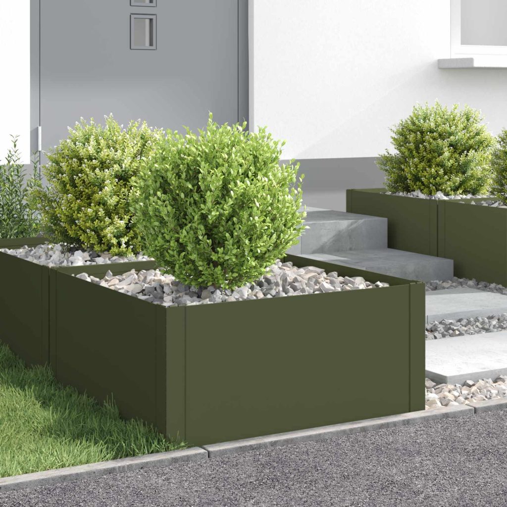 Nurmireunus 4 kpl 60 x 60 x 35 cm Teräs Oliivinvihreä