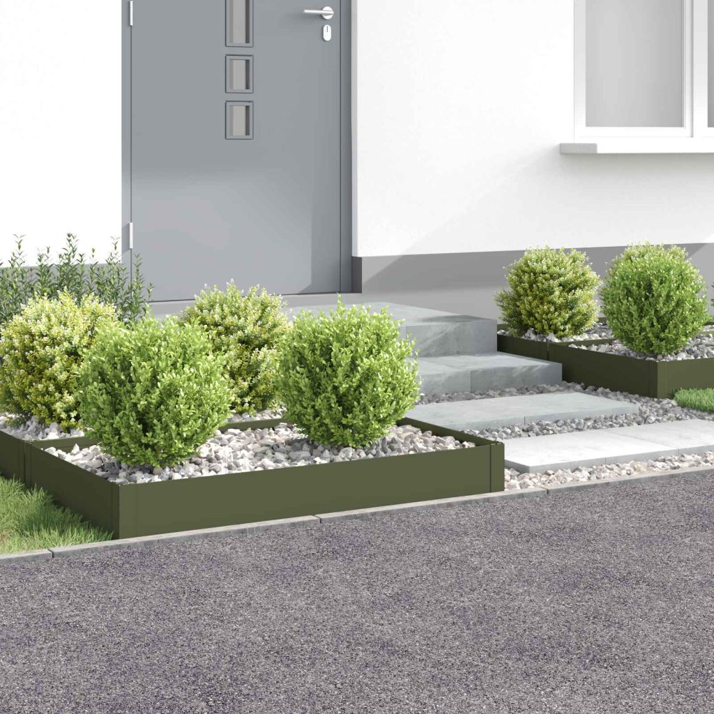 Nurmireunus 4 kpl 100 x 60 x 20 cm Teräs Oliivinvihreä