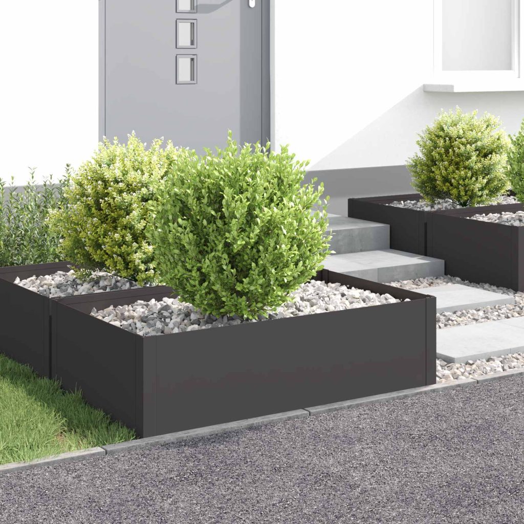 Nurmireunus 4 kpl 100 x 60 x 35 cm Teräs Musta