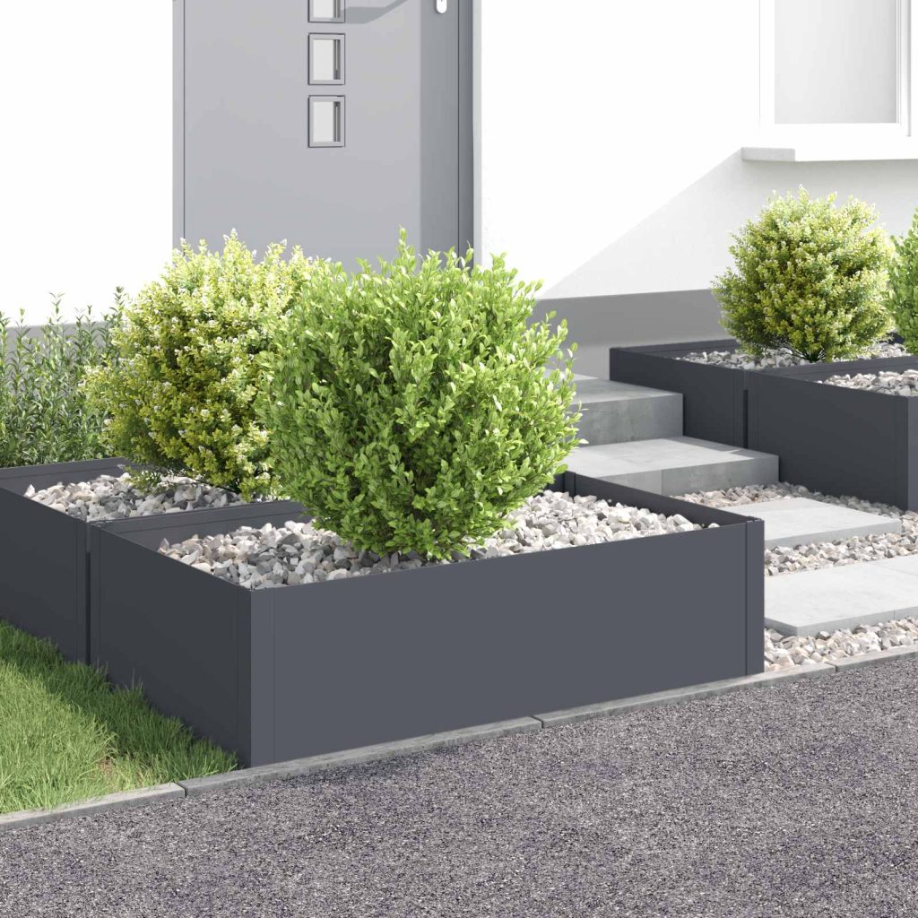 Nurmireunus 4 kpl 100 x 60 x 35 cm Teräs Antrasiitti