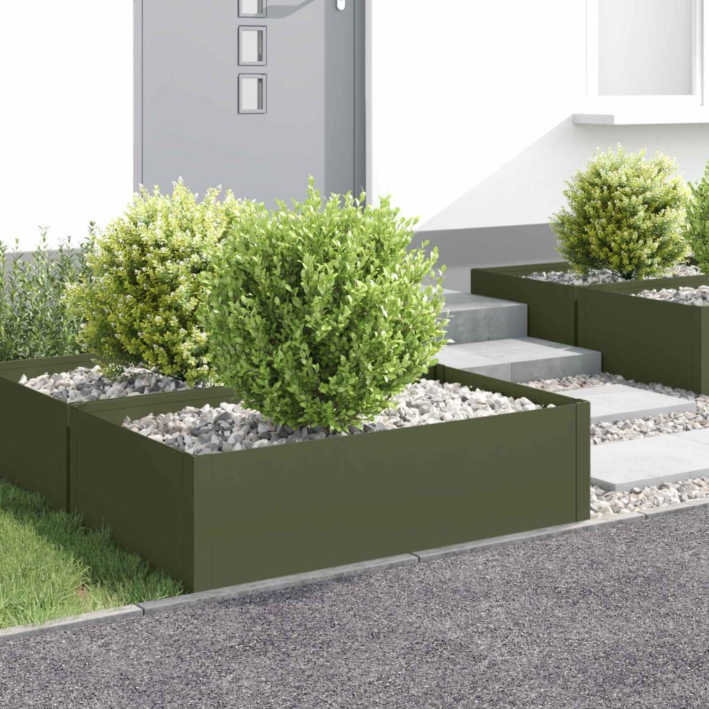 Nurmireunus 4 kpl 100 x 60 x 35 cm Teräs Oliivinvihreä