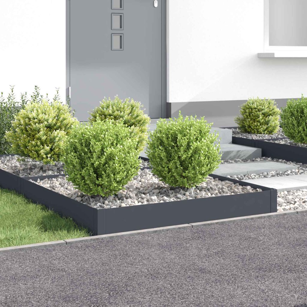 Nurmireunus 4 kpl 100 x 100 x 20 cm Teräs Antrasiitti