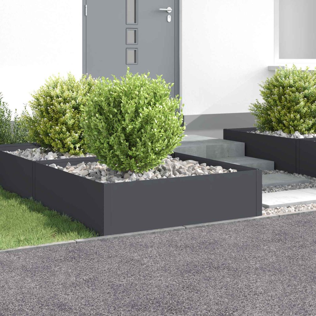 Nurmireunus 4 kpl 100 x 100 x 35 cm Teräs Antrasiitti