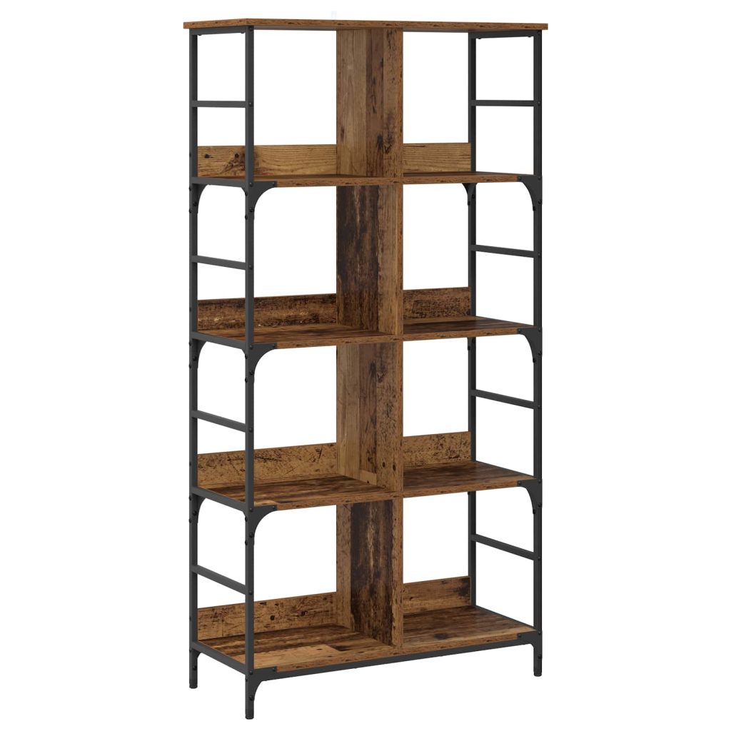 Kirjahylly Vanha puu 78,5 x 33 x 153 cm metallia PB
