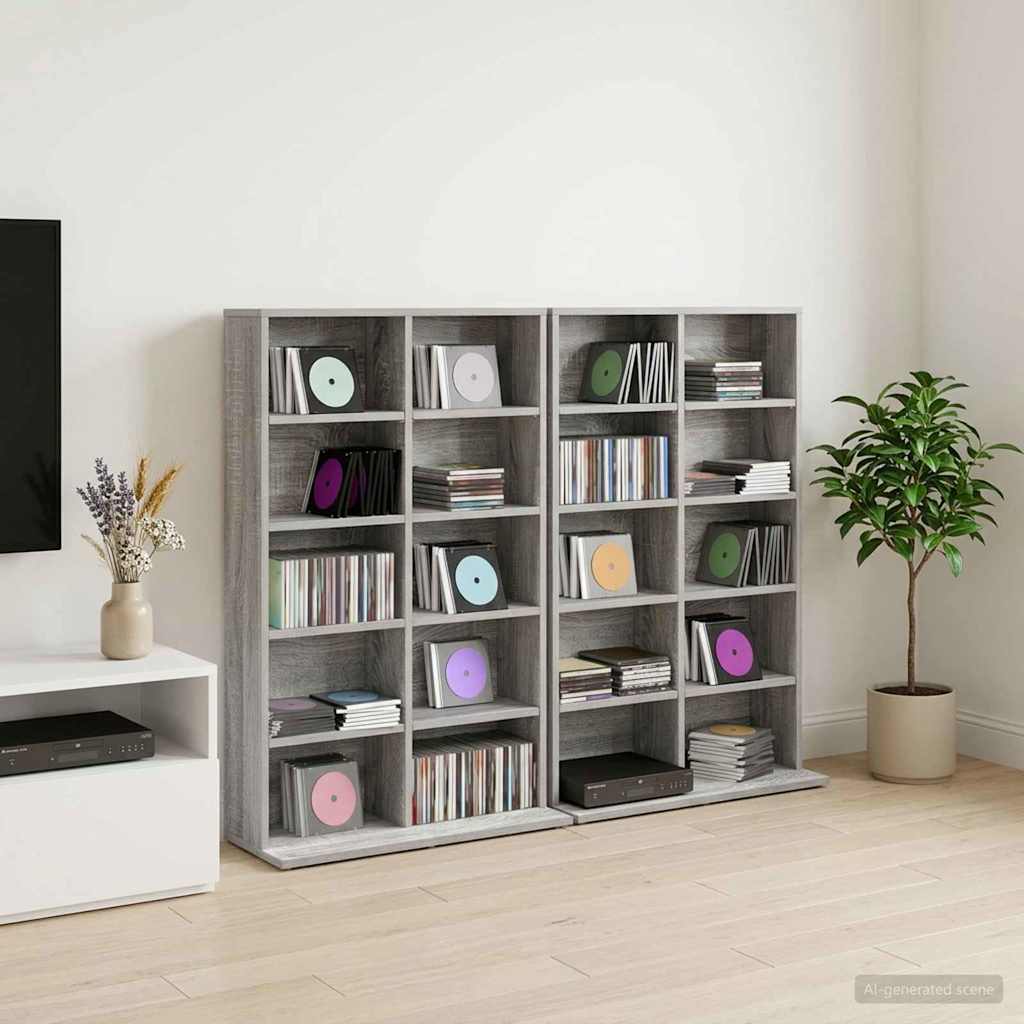CD-kaappi 2 kpl Harmaa Sonoma 65 x 23,5 x 97,5 cm Tekninen puu