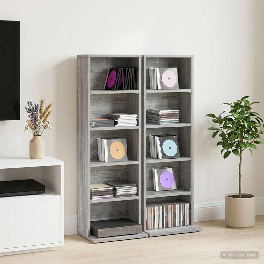 CD-kaappi 2 kpl Harmaa Sonoma 33 x 23,5 x 97,5 cm Tekninen puu
