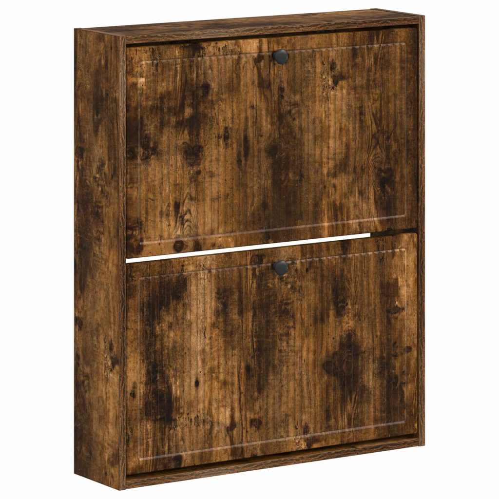 Seinälle asennettava kenkäkaappi EDE 71 x 17 x 86 cm Savutammi