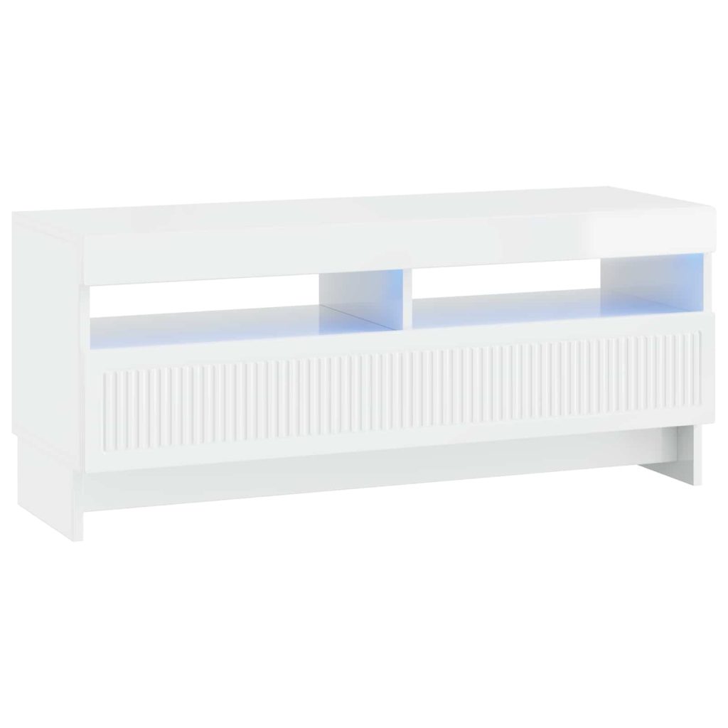 LED TV-kaappi Korkeakiiltoinen valkoinen Tekninen puu