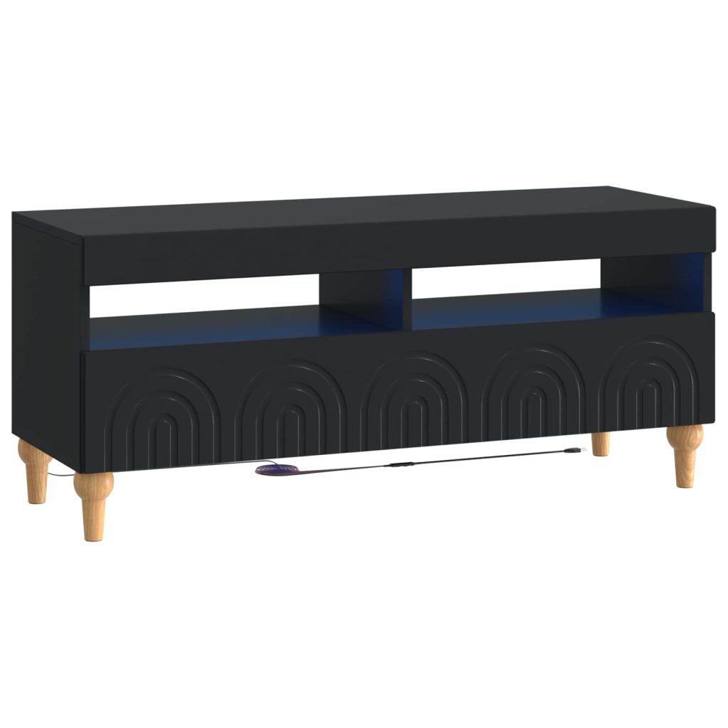 LED TV-kaappi Musta Tekninen puu