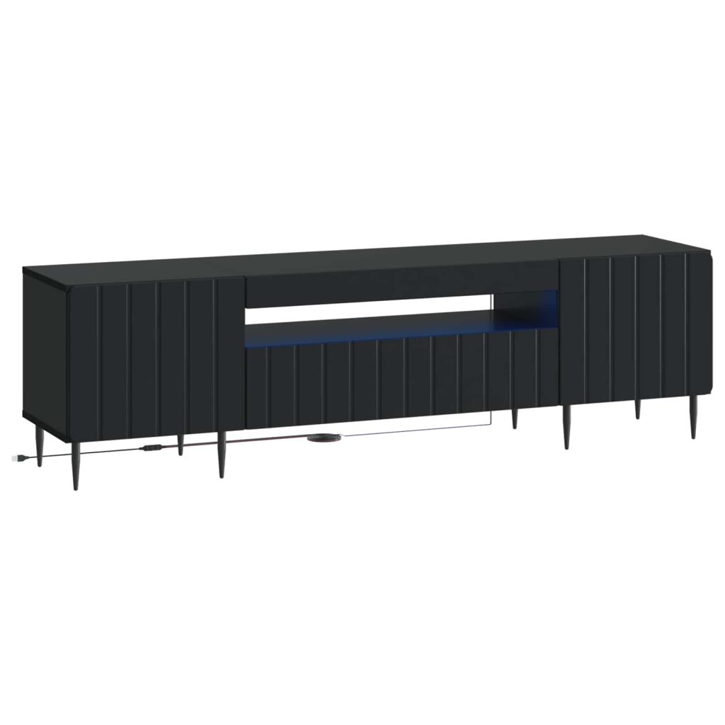 LED TV-kaappi Musta Tekninen puu