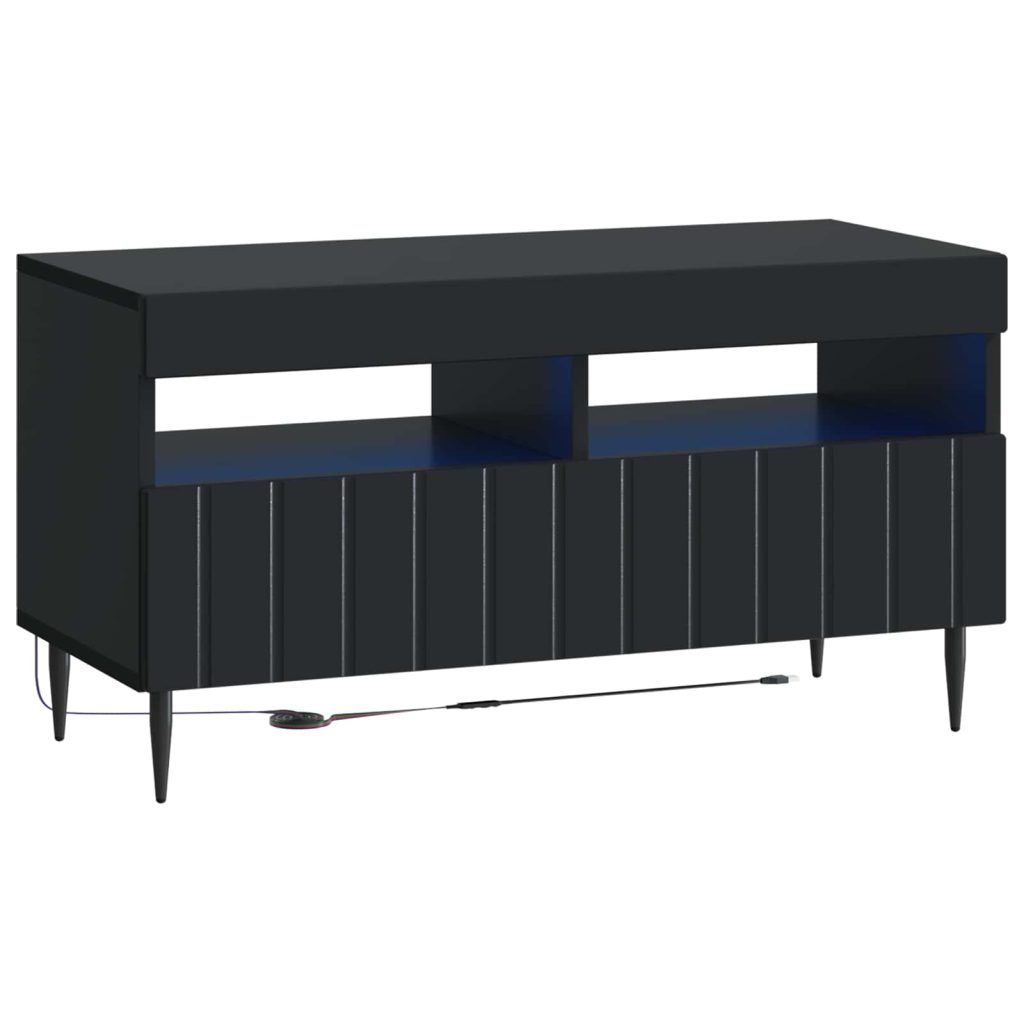 LED TV-kaappi Musta Tekninen puu