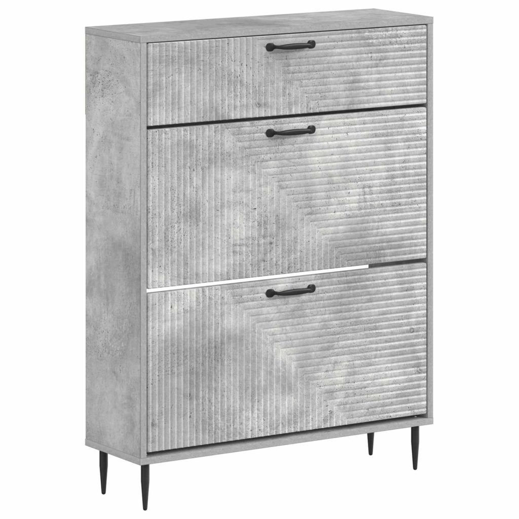 Kenkäkaappi HAARLEM 78 x 24 x 103 cm Tekninen puu Betoninharmaa