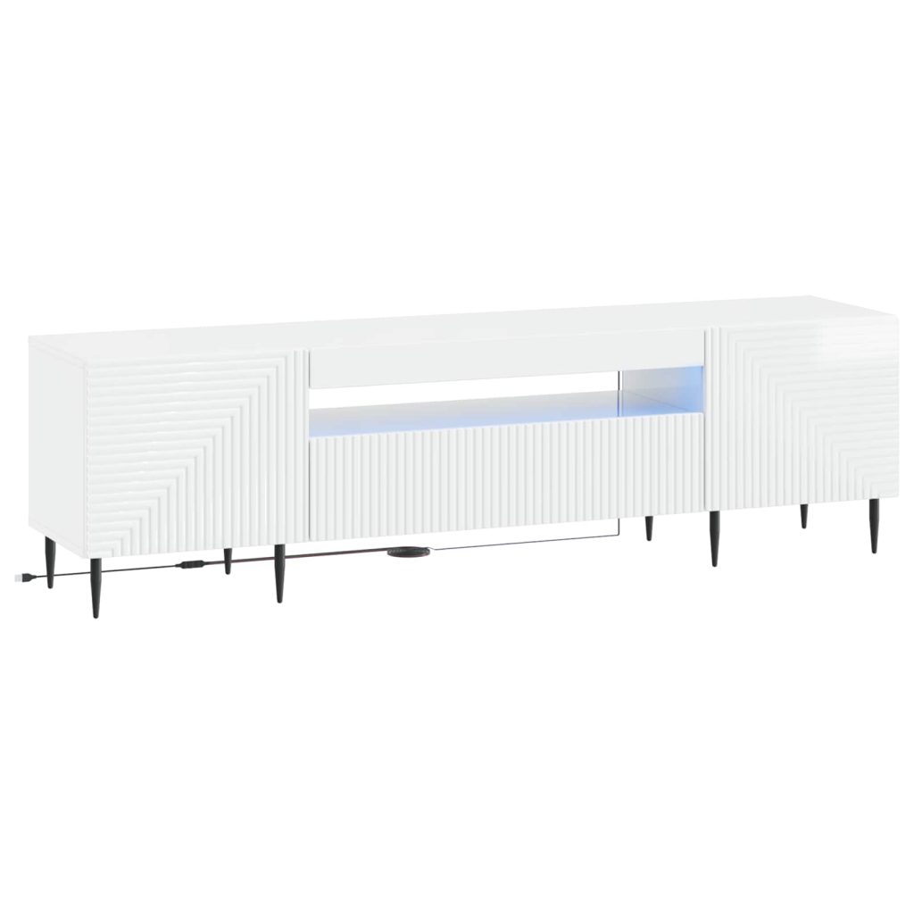 LED TV-kaappi Korkeakiiltoinen valkoinen Tekninen puu