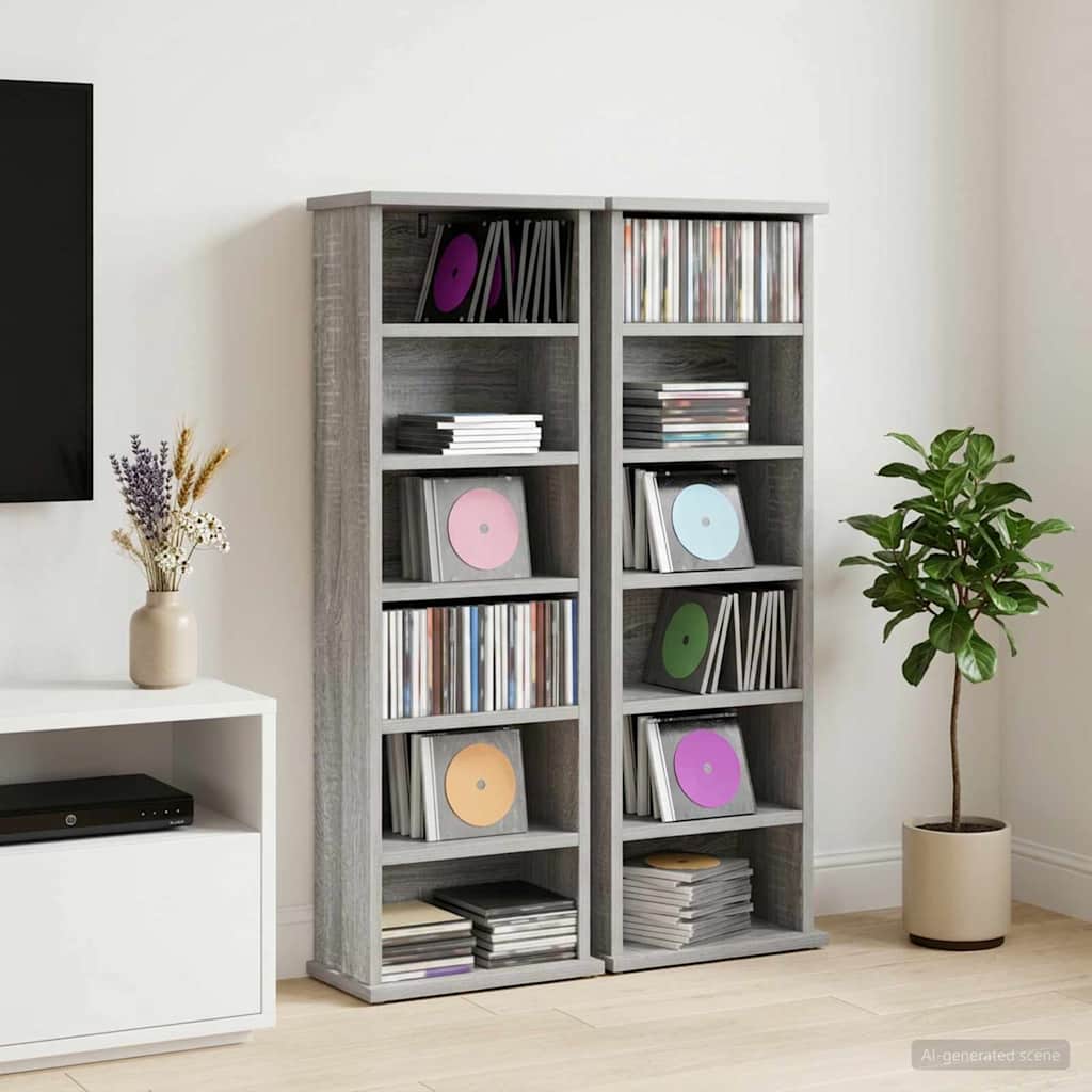 CD-kaappi 2 kpl Harmaa Sonoma 60 x 17 x 92 cm Tekninen puu