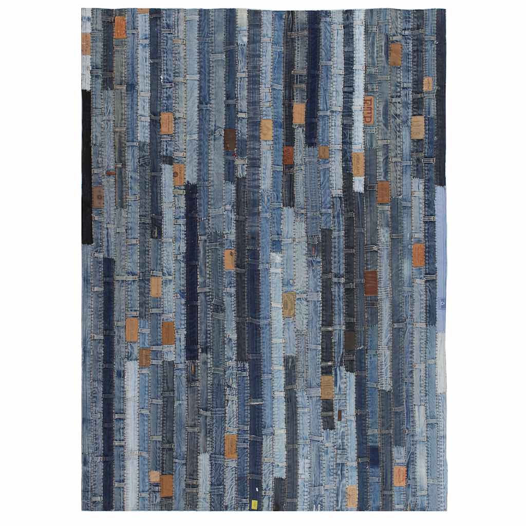 Tilkkumatto farkkujen vyötärönauhoista 80x150 cm denim sininen