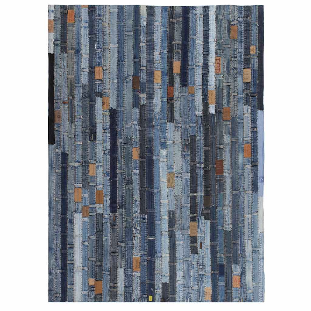 Tilkkumatto farkkujen vyötärönauhoista 120x170 cm denim sininen