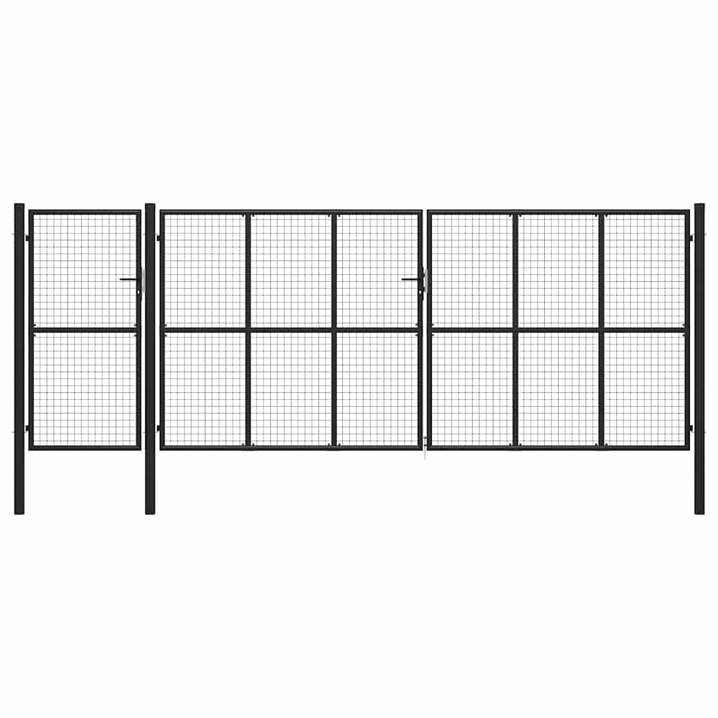 Puutarhan portti teräs 500x175 cm antrasiitti