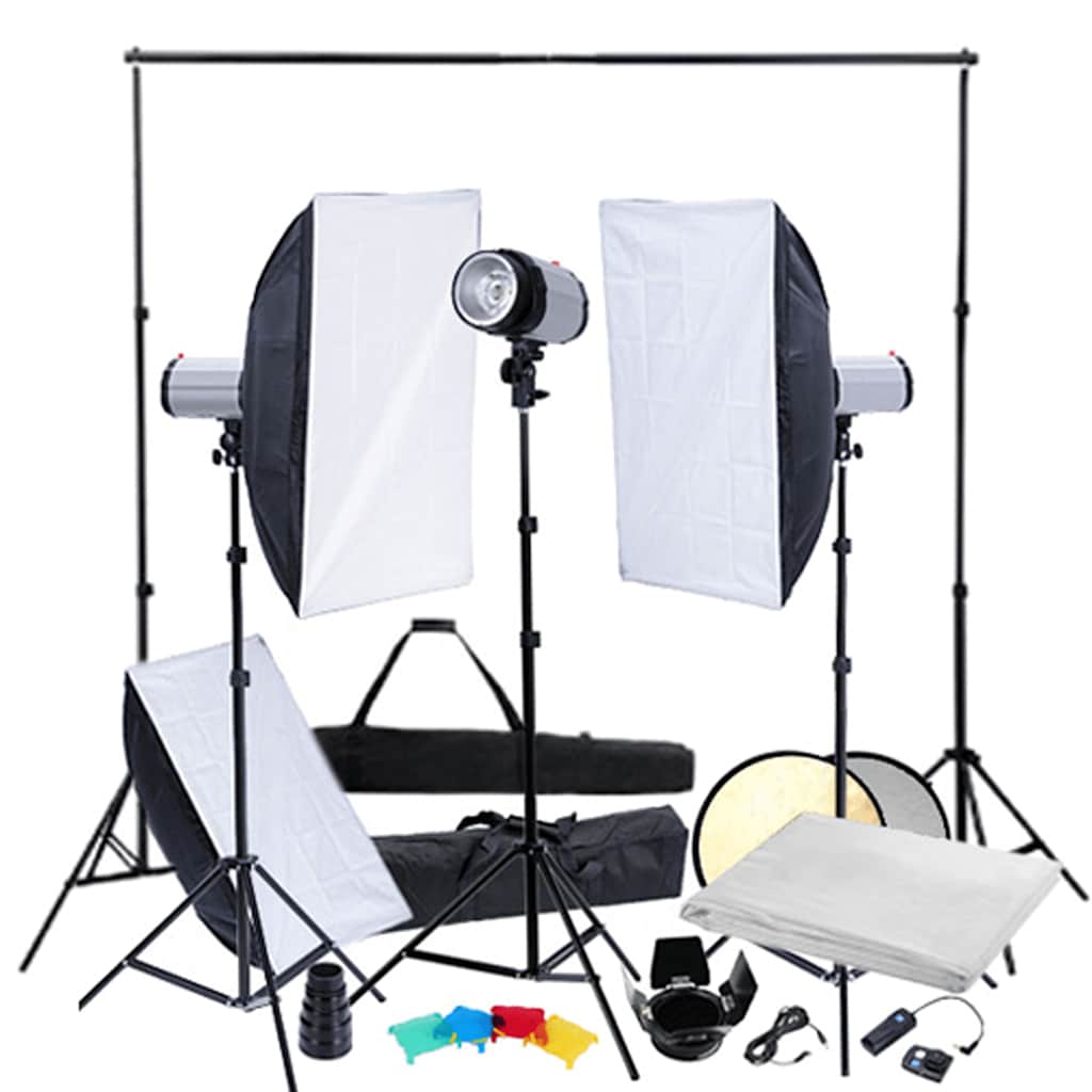 Studiosarja softboxit & kolmijalat, 3 salamaa