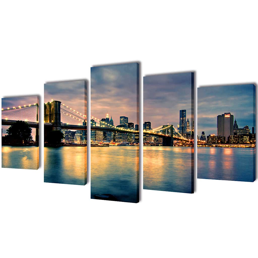 Taulusarja Brooklynin Silta Jokimaisema 100 x 50 cm