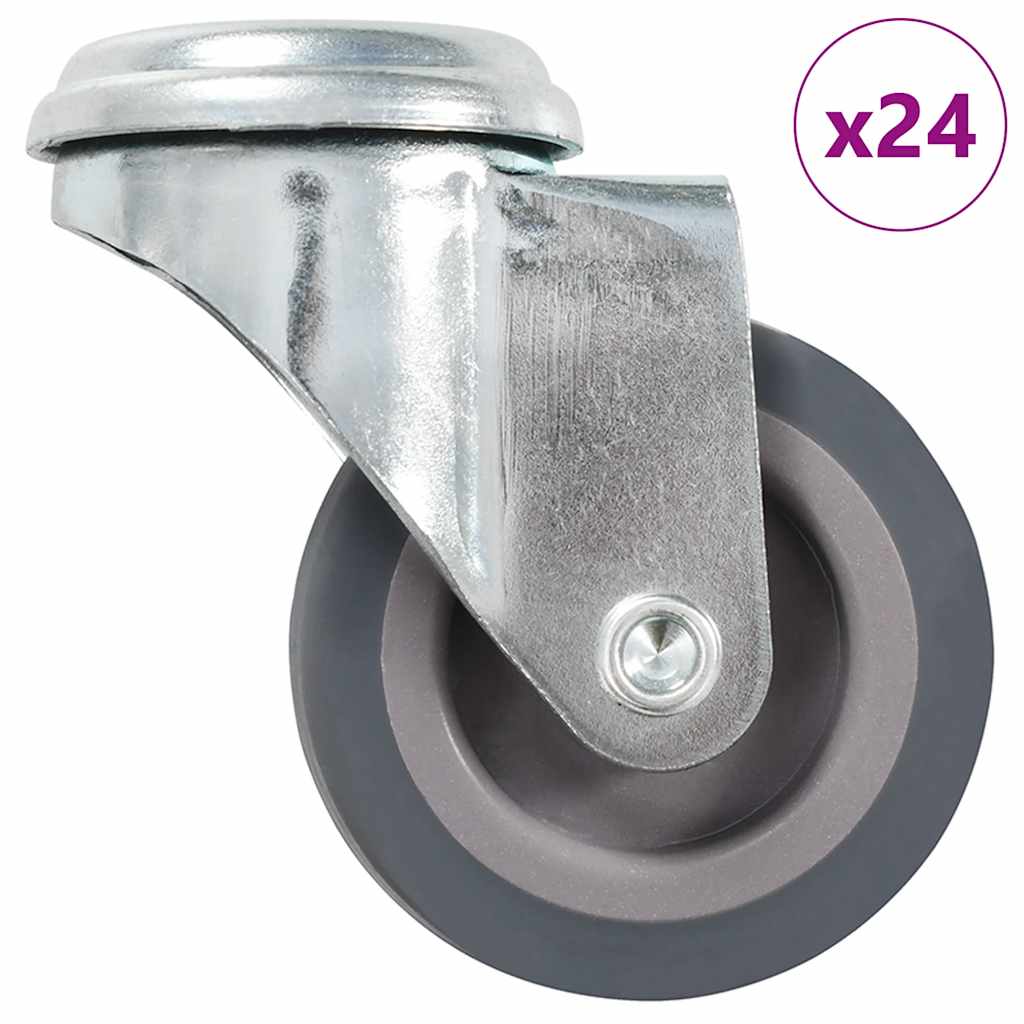 24 kpl pulttireikäisiä kääntyviä pyöriä 50 mm