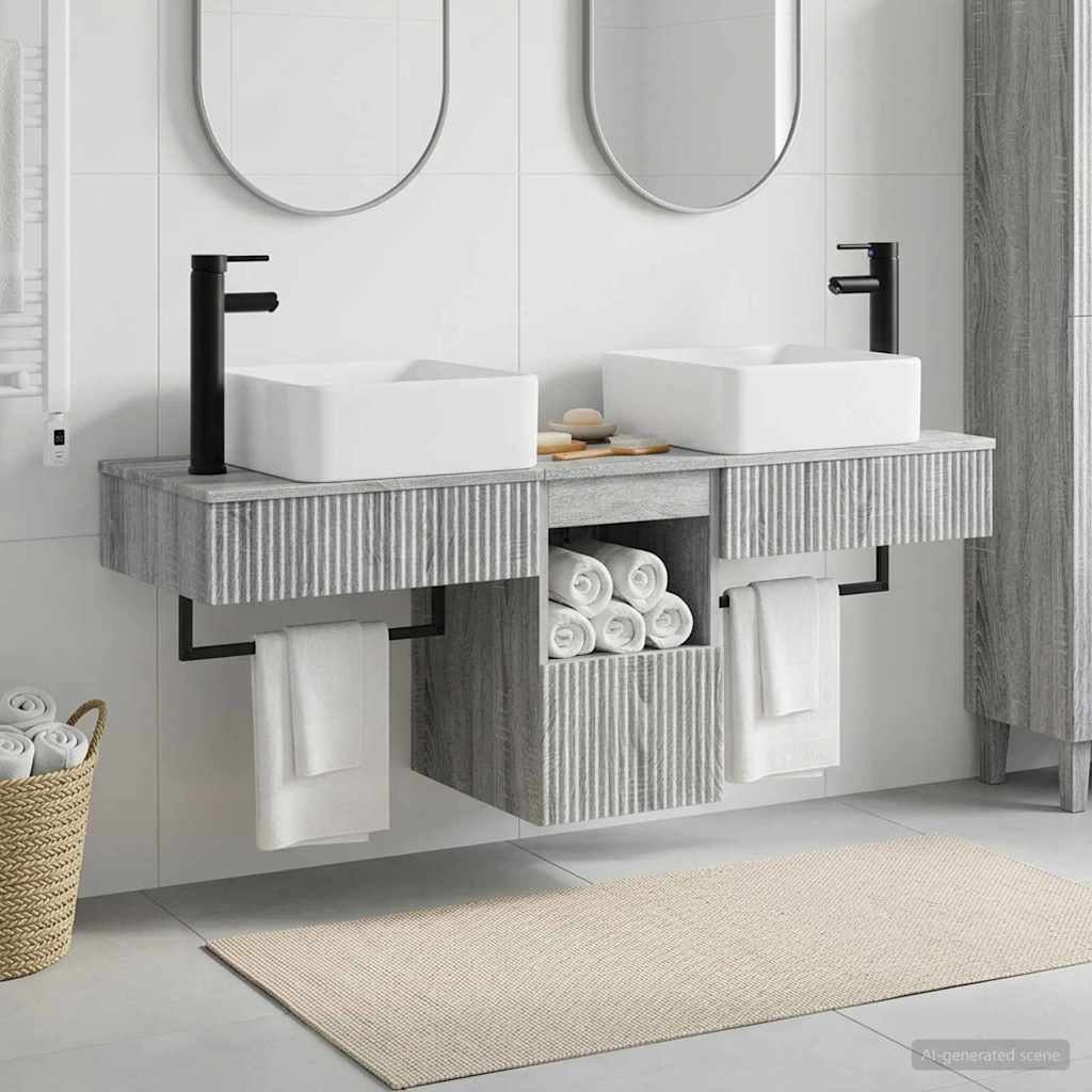 Kylpyhuoneen kaappisetti 3 kpl Harmaa Sonoma 53 x 35 x 39 cm