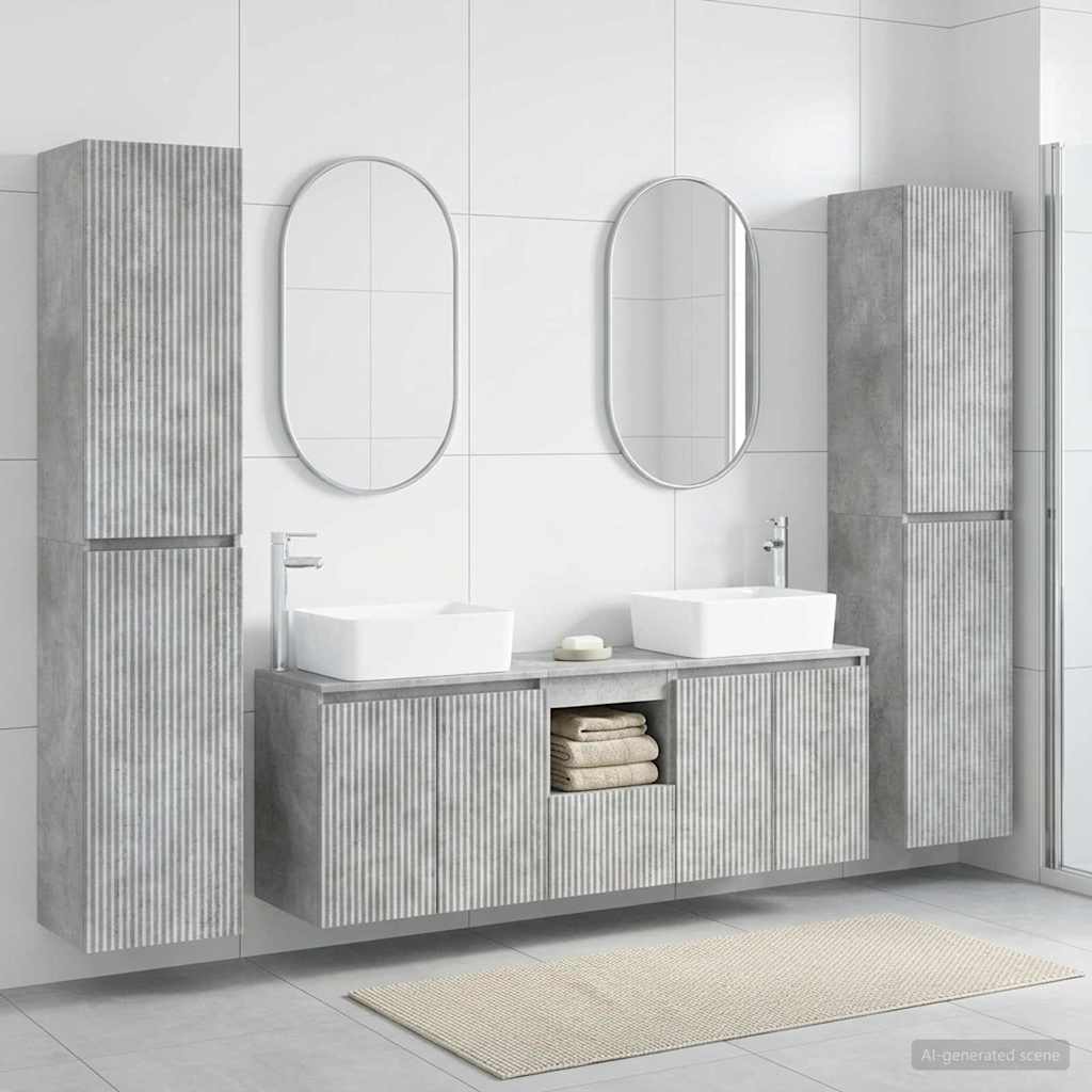 Kylpyhuonekalustesetti 5 kpl Betoninharmaa 33 x 34,5 x 160 cm