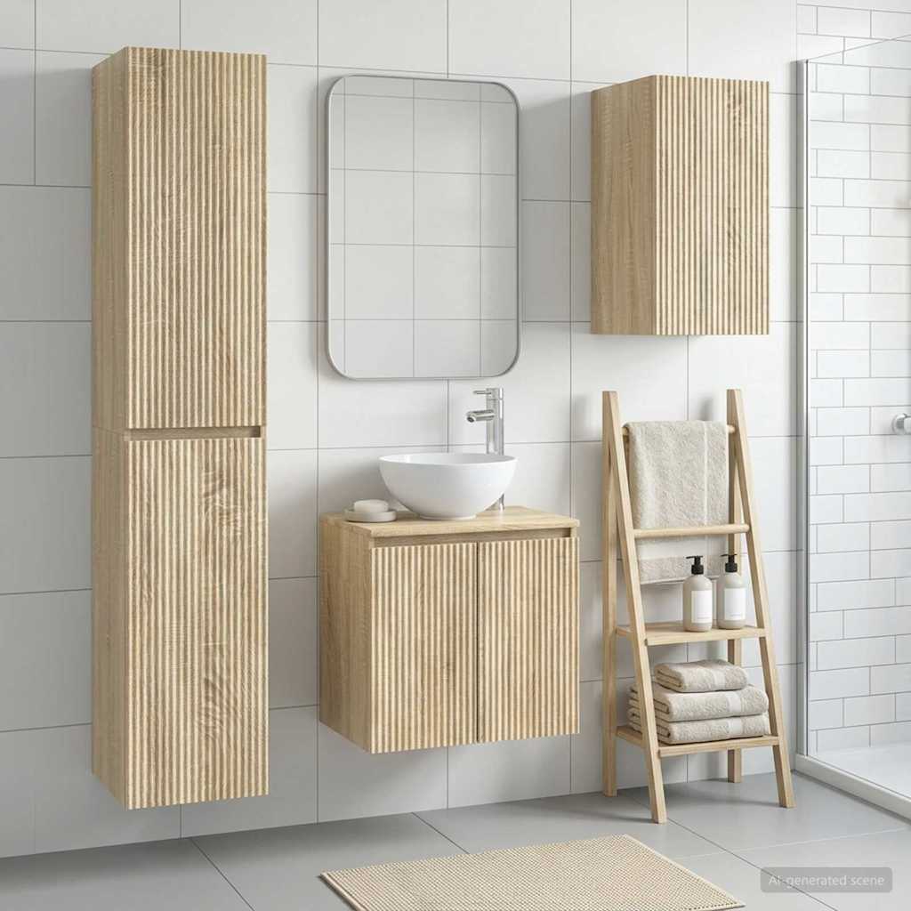 Kylpyhuonekalustesetti 3 kpl Sonoma-tammi 33 x 34,5 x 160 cm