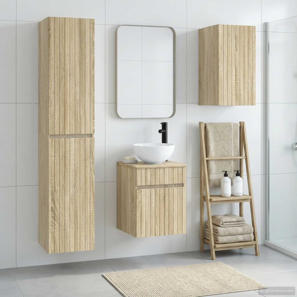 Kylpyhuonekalustesetti 3 kpl Sonoma-tammi 33 x 34,5 x 160 cm