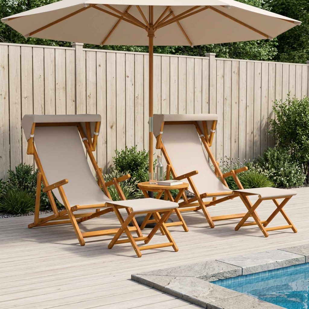 Laituri 4 pcs 3 Sijainti Tiheä Eukalyptuspuu Beige
