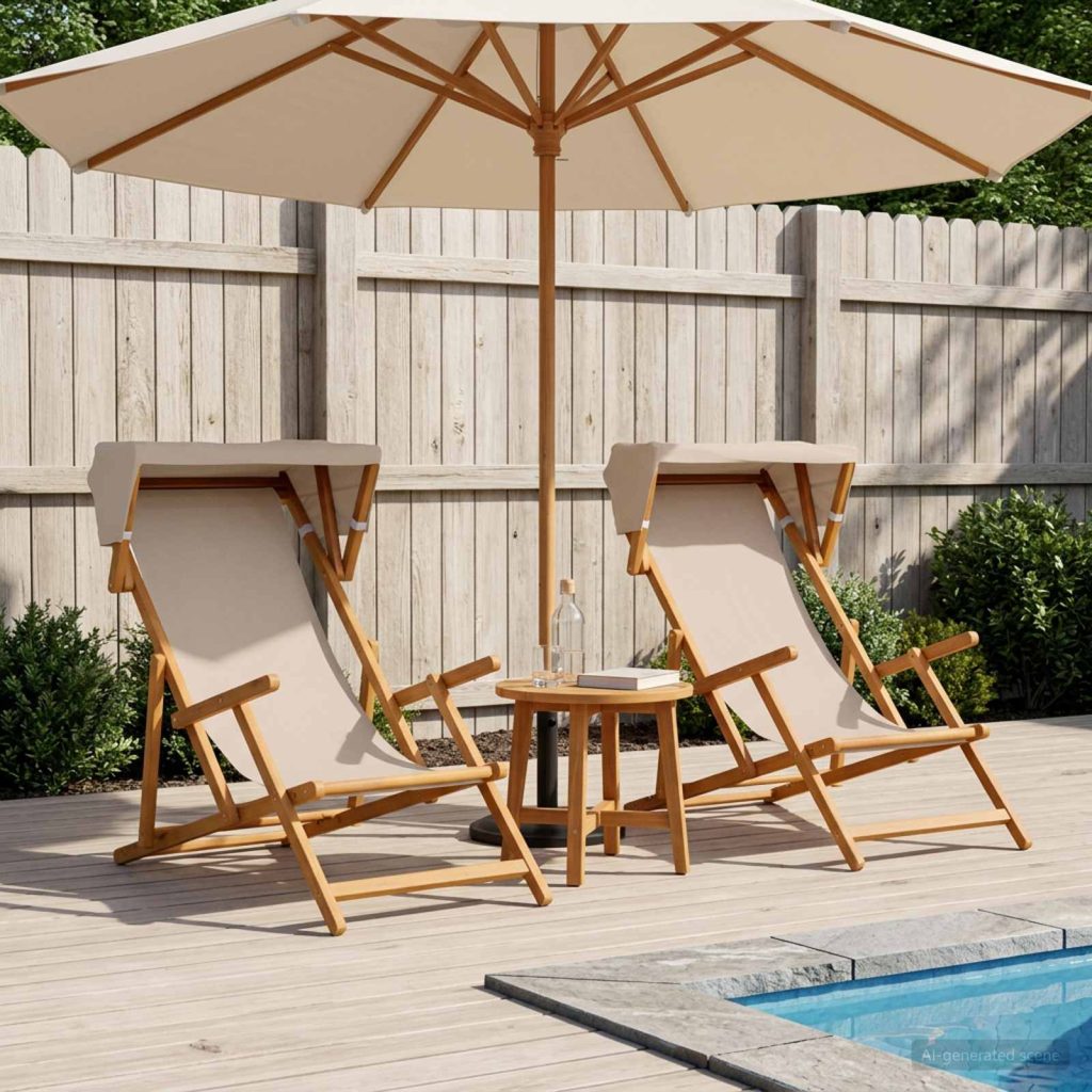 Laituri 2 pcs 3 Sijainti Tiheä Eukalyptuspuu Beige