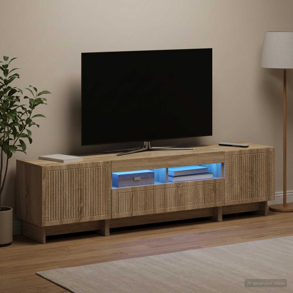 3-osainen LED-TV-kaappi EDE Sonoma-tammi Tekninen puu