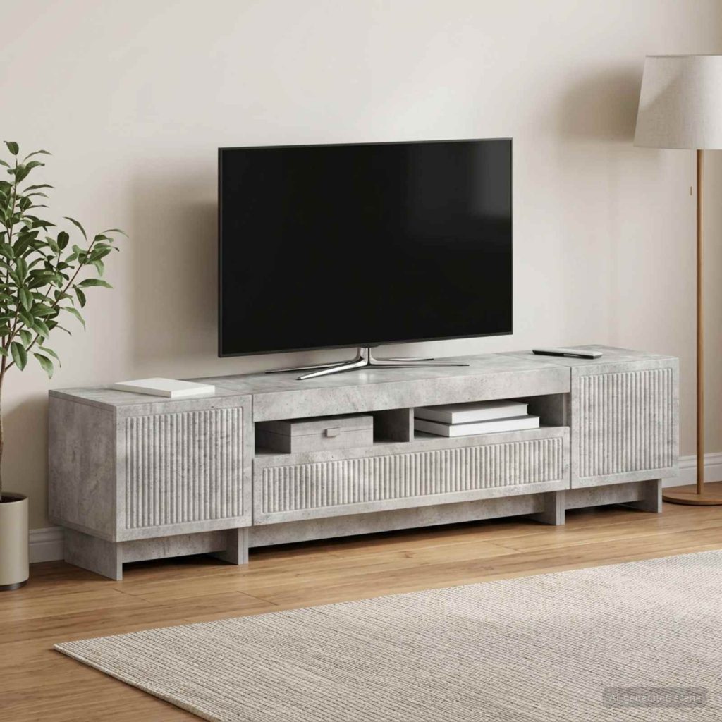 5 osan LED TV-kaappi Betoninharmaa Tekninen puu