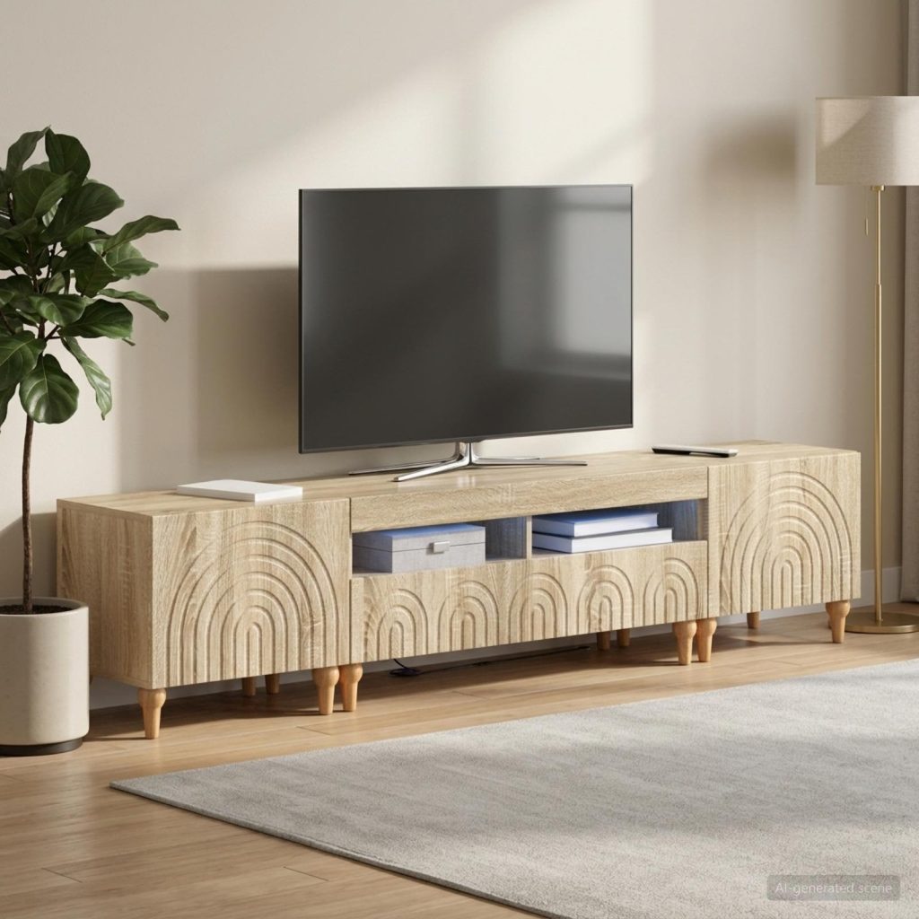 3-osainen LED-TV-kaappi Sonoma-tammi Tekninen puu