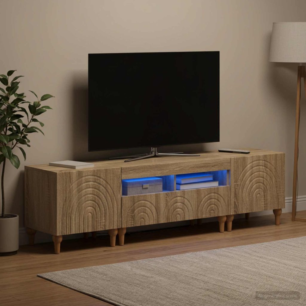 3-osainen LED-TV-kaappi Sonoma-tammi Tekninen puu
